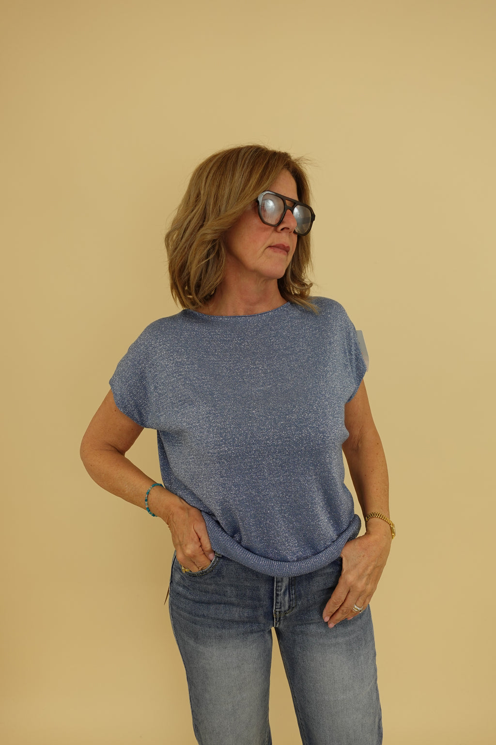 Maglia Lurex Blu Jeans
