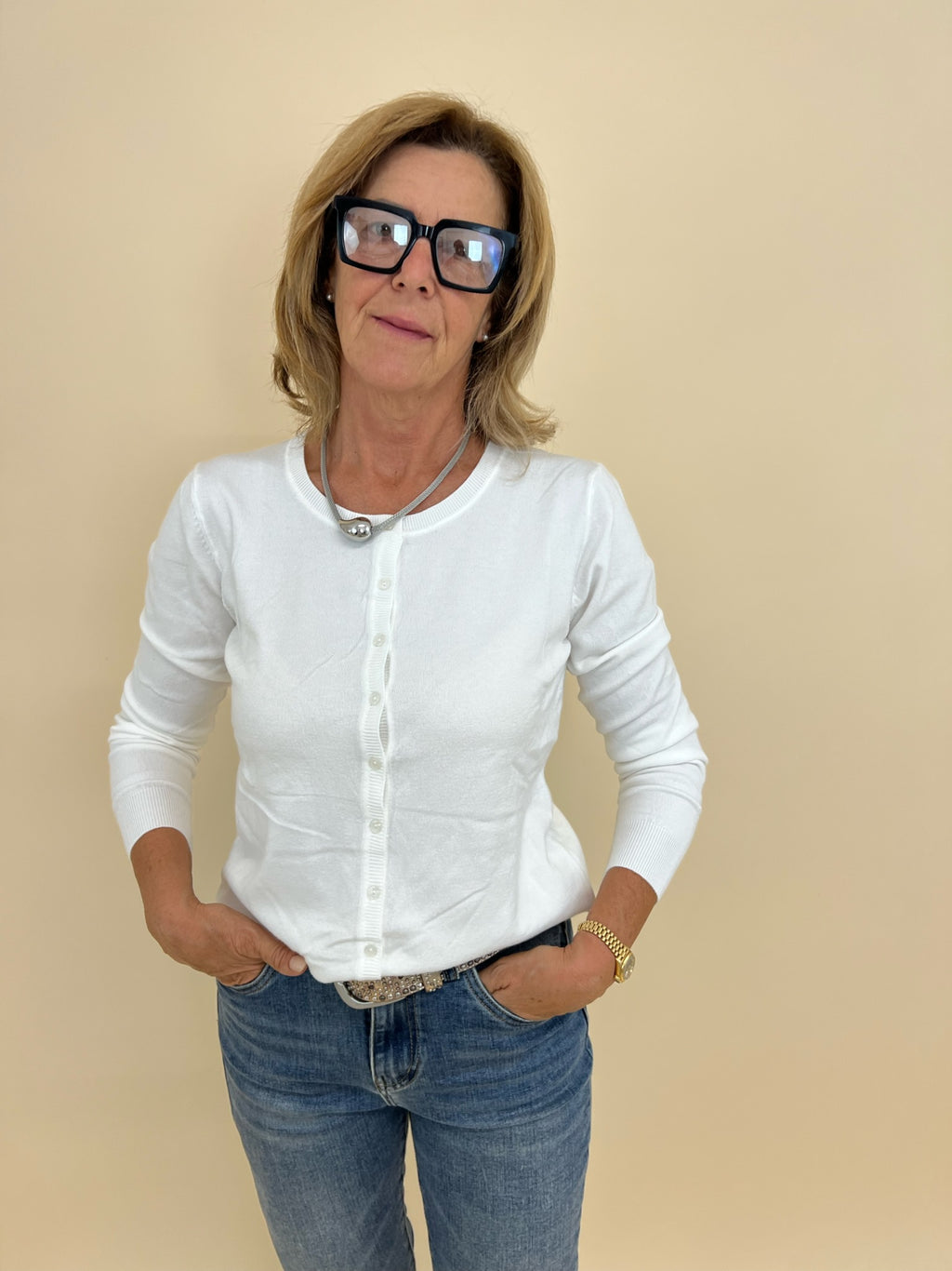 Cardigan Easy Big Bianco