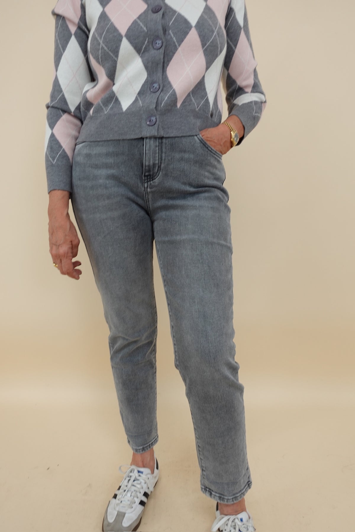 Jeans Momfit Grigio