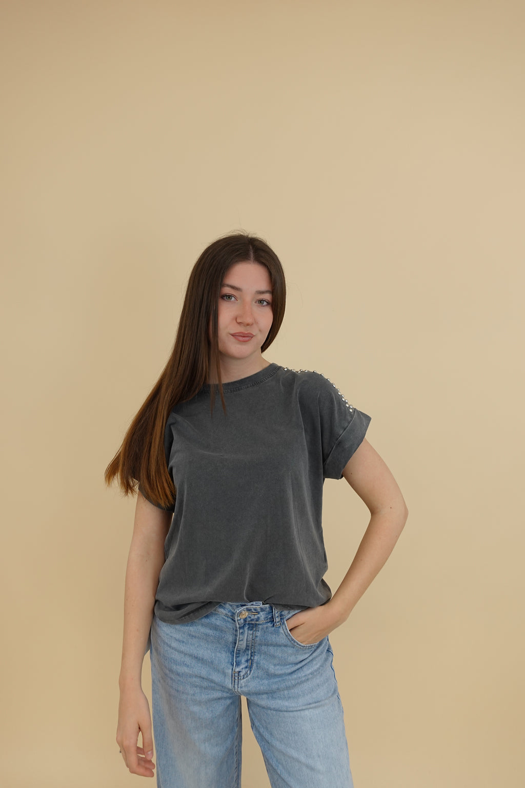 T-shirt Borchie Grigio